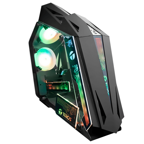 Case gamer TEROS TE-1314G, Mid Tower, USB 3.0 / USB 2.0, audio, ventilador ARGB, negro