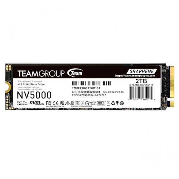 SSD Team Group TM8FGM002T0C101 NVMe, 2 TB, M.2, 5000 MBs Lectura, PCI Express 4.0