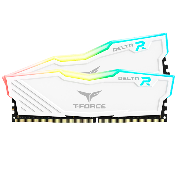 Memoria TEAMGROUP T-FORCE DELTA RGB 16GB (2 x 8GB) DDR4-3600MHz, CL18, 1.35V, RGB, Blanco