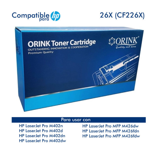 Toner ORINK 26X CF226X Negro 9,000 Páginas