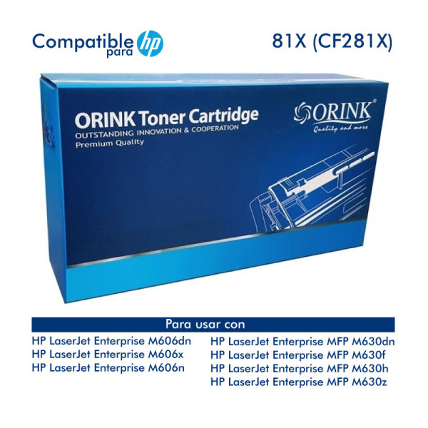 Toner ORINK 81X CF281X Negro 25,000 Páginas
