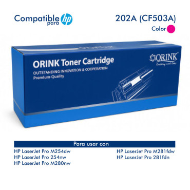Toner ORINK 202A CF503A magenta 1,300 Páginas Toner ORINK 202A CF503A magenta 1,300 Páginas