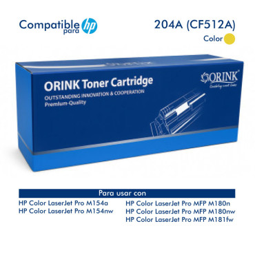 Toner ORINK 204A CF512A Amarillo 900 Páginas